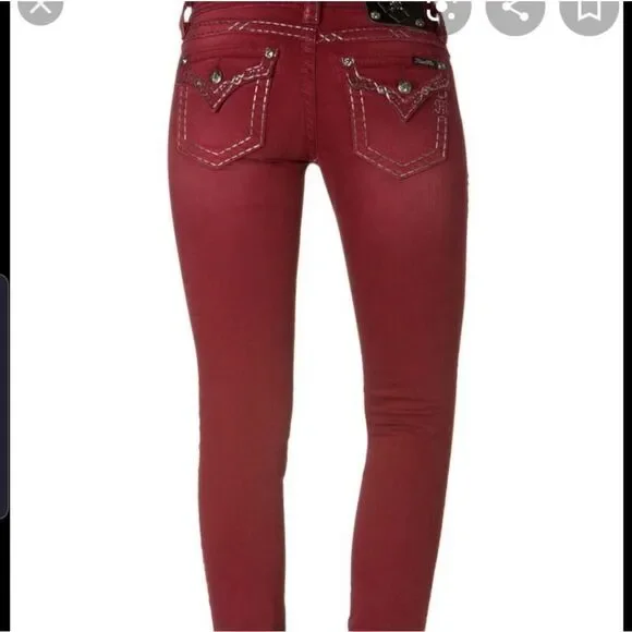 Miss Me skinny cabernet blingy jeans size 26 - Picture 1 of 5